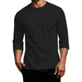 thumbnail image 3 of Trgacdwlo 3/4 Sleeve Shirts for Men Crew Neck Baseball T Shirts for Men Summer Fall Big and Tall Plain Cotton Shirts Men Black L, 3 of 6