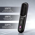 thumbnail image 2 of Cordless Hair Straightener Brush, Rechargeable Portable Hair Straightening Comb with LCD Display, Mini Travel Styling Brush for Short Hair Beard Quick Heating, 2 of 9