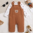 thumbnail image 5 of CAUYDY Newborn Infant Baby Boy Clothes Long Sleeve Romper Pants Fall Winter Outfits Set 3 6 9 12 18 24 Months Sizes 0-3 Months,Coffee, 5 of 5