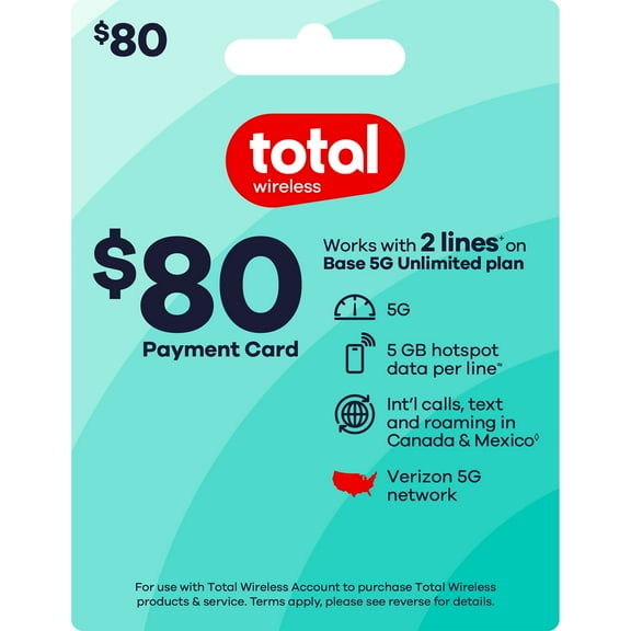 Total Wireless $80 Payment Card e-PIN Top Up (Email Delivery)