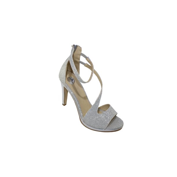 SANDALIAS TACONES VESTIR LEON DAMA MUJER GLITTER PIKE PLATA 242058 LEON 242058