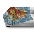 thumbnail image 3 of Fish Soft Flannel Fleece Blanket, Stained Glass Inspired Mosaic Art Fish with Tangerine and Sky Tones Illustration, Cozy Plush for Indoor and Outdoor Use, 60" x 80", Orange and Blue, by Ambesonne, 3 of 6