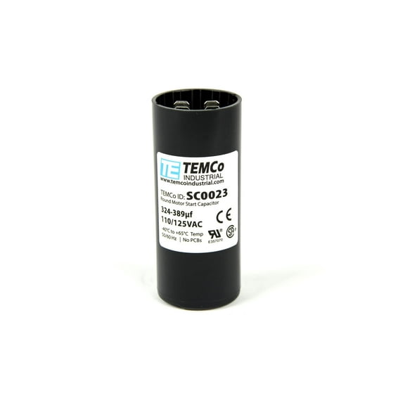 TEMCo 324-389 uF MFD CD60 Start Capacitor 110-125V AC Round | 50/60 Hz