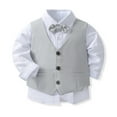 thumbnail image 4 of iiniim Little Boys Baby Gentleman Suit Pointed Hem Vest Bowtie Wedding Party Long Sleeves Shirt Pants Clothing Set, 4 of 7