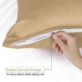 thumbnail image 2 of 2 Pcs Zippered Silky Satin Pillowcases Gold Queen Size Pillow Cases Covers, 2 of 9