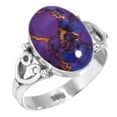 thumbnail image 1 of 925 Silver Ring For Women - Teens Copper Purple Turquoise Stone Silver Ring Size 13 Boho Silver Ring Size 13 Gift For Wife On New Year 925 Silver Jewelry With Gemstone, 1 of 6