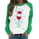 thumbnail image 1 of Camiseta informal de manga larga con cuello redondo y estampado navideño de retazos de primavera para mujer Fridja  bvmnju1565, 1 of 6