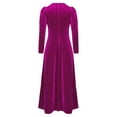 thumbnail image 4 of inlzdz Robe Maxi Renaissance pour Filles en Velours Rétro Robe de Bal pour Princesse Médiévale Tenue de Reine Rose Vif 16, 4 of 7