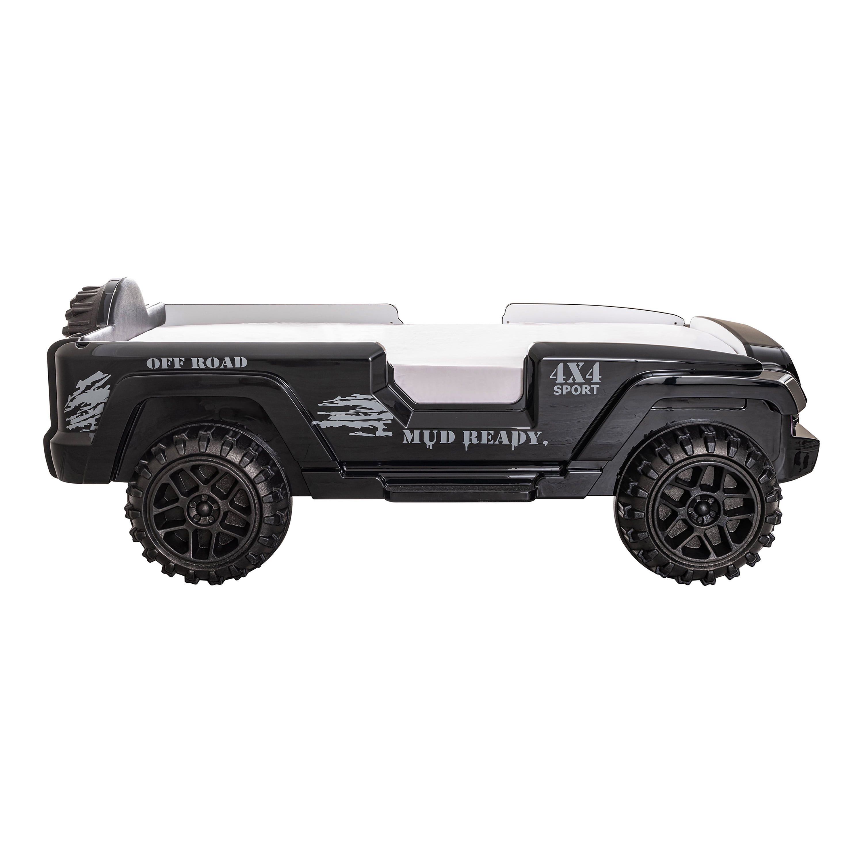 Furniture of America Terra Kids Plastic Twin SUV Bed with LED and Sound, Black