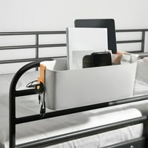 Orange Plastic Bedside Storage Basket Set with Hook | 13.07x4.44x4.72 Inch Dormitory Bed Organizer for Books, Phones & Sundries | Space-Saving Bathroom & Kitchen Storage Solution