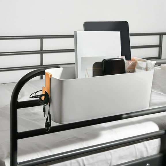 Miogawg Bedside Caddy Organizer, Plastic Bunk Bed Shelf, Dorm Bedside Holder, Multi Storage Pocket Holder For Kids Loft Bed Rail Bathroom College With Hook