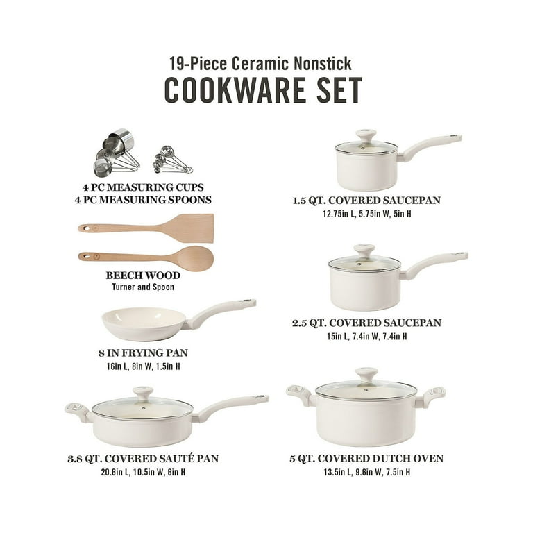 Martha Stewart 19-pc. Non-Stick Cookware Set, One Size, Beige