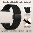 thumbnail image 3 of Adjustable Braided Loop Band for Apple Watch Ultra Series 9 8 7 6 5 4 SE, Stretchy Nylon Magnetic Sport Strap 38mm 40mm 41mm 42mm 44mm 45mm 46mm 49mm Black （S10/11-42mm）38/40/41mm 1PCS, 3 of 5