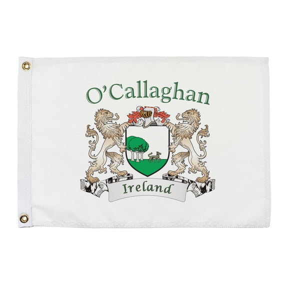 O'Callaghan Irish Coat of Arms Small White Flag - 16"x10.5" inches