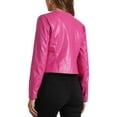 thumbnail image 3 of CHAQUETA DE MUJER INSPIRE CHIC DE CUERO SINTÉTICO CORTA SIN COLLAR ABIERTO DELANTE CHAQUETAS DE MOTO BIKER S ROSA FUERTE, 3 of 6