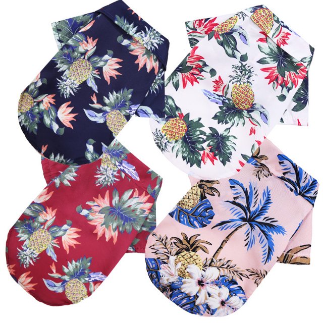 4 camisas hawaianas para perros de verano, transpirables, para mascotas, sudaderas para perros, coco, piña, playa, perros grandes, bonitos trajes de polo, talla 4xl (15 - 25 kg) LingWen 9024719125770