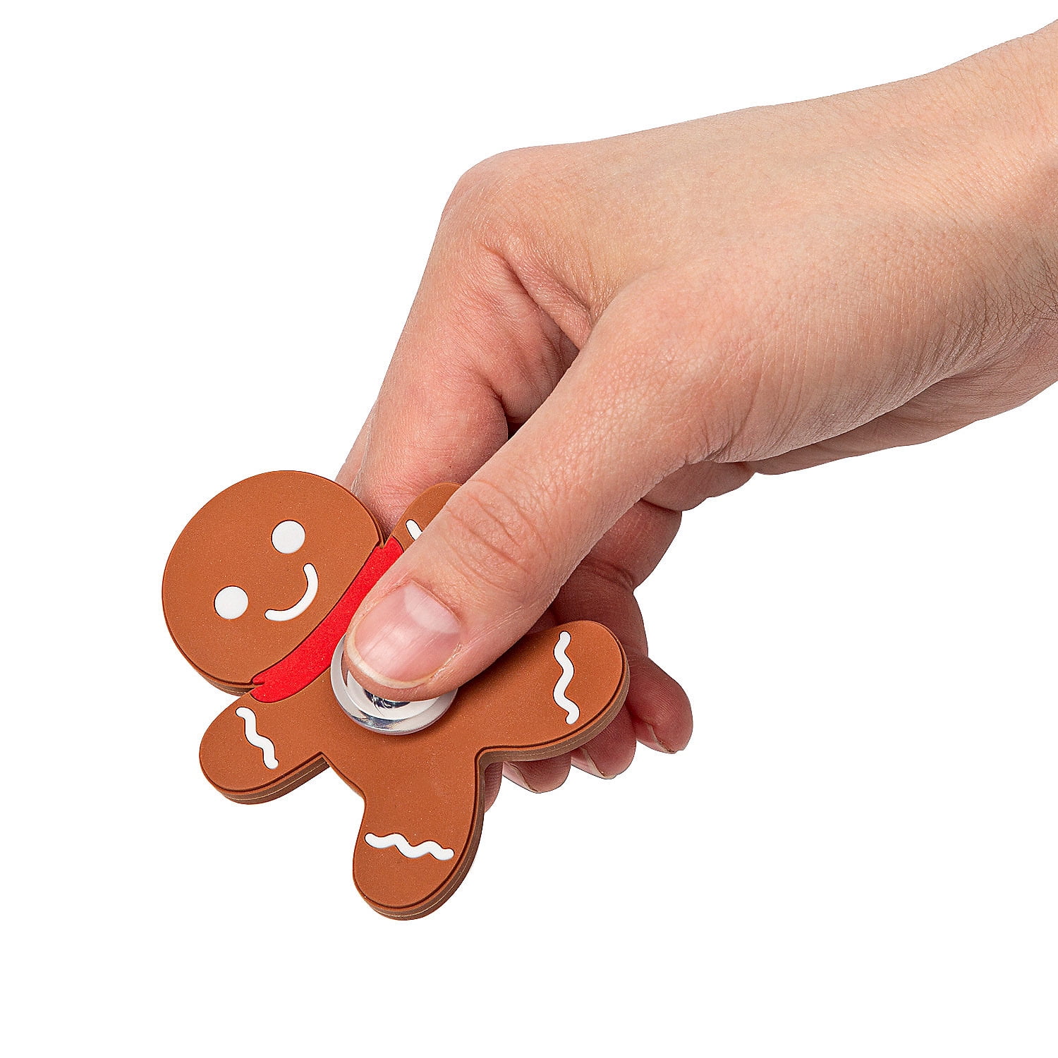 Fun Express 2 1/4" x 2 1/2" Gingerbread Man Plastic Fidget Spinners - 12 Pieces