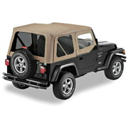 Pavement Ends by Bestop 51197-33 Dark Tan Replay Replacement Soft Top Tinted Back Windows w/ Upper Door Skins for 1997-2006 Jeep Wrangler