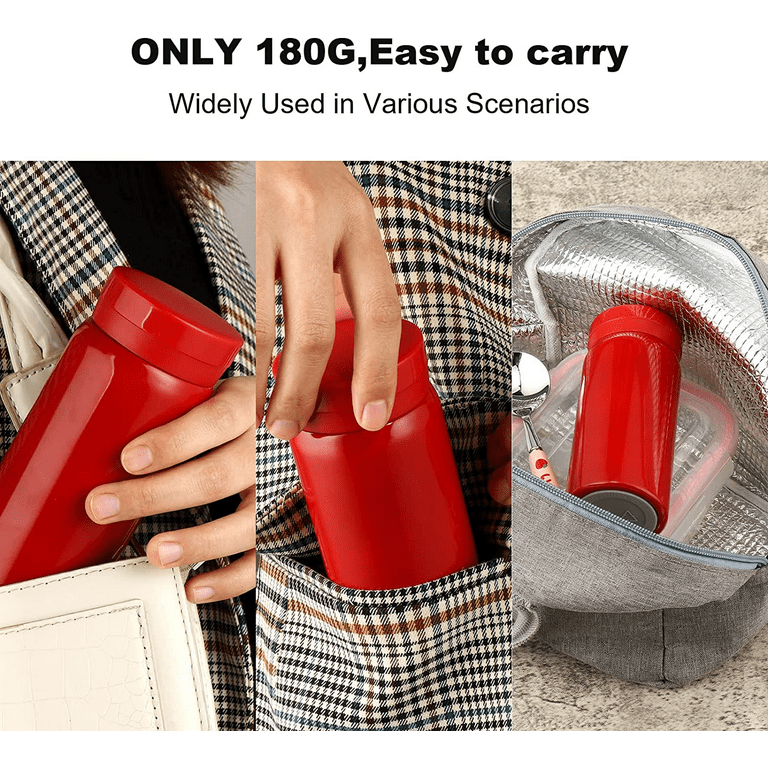 10oz Mini Water Bottle Stainless Steel Thermos Small Flask - Insulated Vacuum, Leak Proof, Keeps Drinks Hot/Cold - Ideal for Coffee, Tea, Water - Red