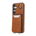 thumbnail image 6 of Wallet Back Case for Samsung Galaxy S24 with Wrist Strap, Stylish Magnetic Card Holder Finger Ring Kickstand PU Leather Lanyard Shockproof Slim Phone Case for Samsung Galaxy S24, Brown, 6 of 7