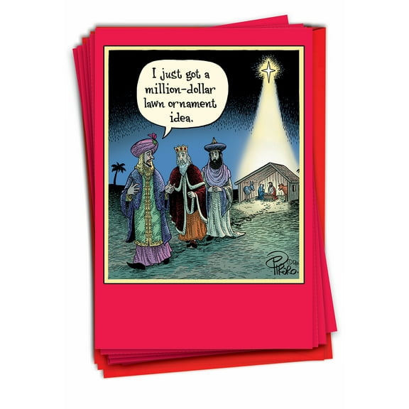 12 Funny Merry Christmas Cards Pack (1 Design, 12 Cards) - Lawn Ornament B1173