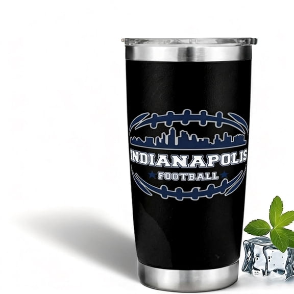 20oz Indianapolis Football Team Insulated Tumbler Cup with Keeps Drinks Cold & Hot Double Wall Water Bottle Vacuum Insulated Coffee Mug Birthday Gift for Sports Lovers Fans Men Women