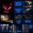 thumbnail image 3 of Xtreme PC Gaming AMD Radeon 720M Ryzen 9 7900 32GB DDR5 SSD 1TB WIFI Dragonfly White blanco, 3 of 6