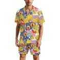 thumbnail image 1 of PRIYAL Men's Short Sleeve Pajama Sets Button Down Collar Sleepwear Soft Lounge Pjs Set Lightweight Men's Outfits, 1 of 9