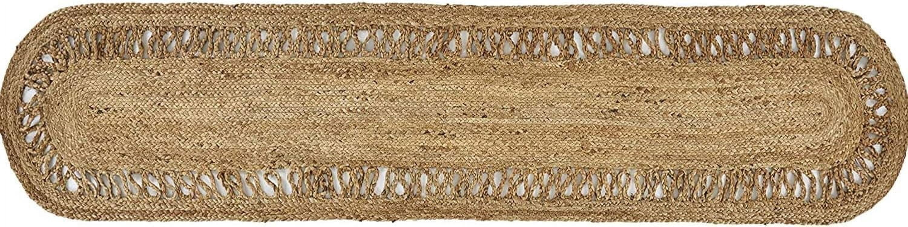 Indian Handmade Natural Jute Design Jute Table Runner Rug – 14 x 48 – Indian Handwoven Dining Table Décor, Kitchen, Coffee Table – Bohemian Farmhouse Decor