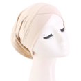 thumbnail image 2 of Guiexla Ethnic Style Cross Design Bottoming Hat Solid Color Straight Opening Tube Turban Hat Elastic Fine Workmanship Sleeping Hat, 2 of 8