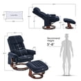 thumbnail image 6 of MCombo Swivel Recliner and Ottoman, Multi-Position Leisure Office Chair with Vibration Massage, Chenille Fabric Ergonomic Lounge Armchair for Home Living Room 4687, 6 of 8
