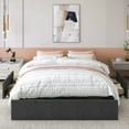 thumbnail image 3 of Allewie Queen Size Platform Bed Frame with 3 Storage Drawers, Fabric Upholstered, Dark Grey, 3 of 8