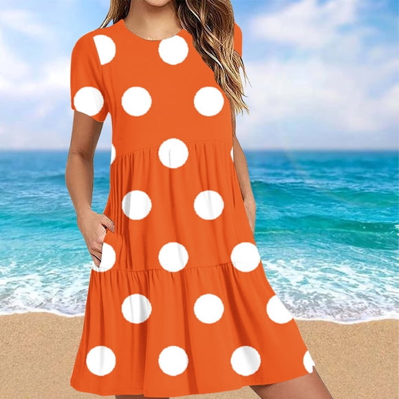 mtvxesu Plus Size Dresses, Women's Summer Casual Short Sleeve T Shirt Dress Tiered Mini Dresses With Pockets Wedding Guest Dresses
