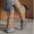 thumbnail image 2 of Fiaer Women's Pointed Toe Heels Fashion Elegant Buckle Pumps Heeled Shiny Dress Shoes Comfort Work Shoes Black 7.5, 2 of 7
