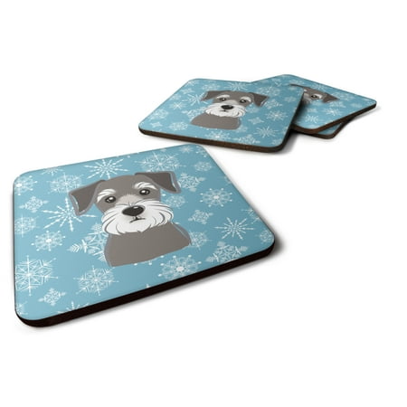 

Carolines Treasures BB1640FC Snowflake Schnauzer Foam Coaster Set of 4 3 1/2 x 3 1/2 multicolor