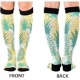 thumbnail image 2 of FREEAMG High Elasticity Compression Socks, High Knee Socks Adult Universal Leisure Relieve Fatigue,Pineapples Tropical Travel Daily with Running (1 Pair), 2 of 7