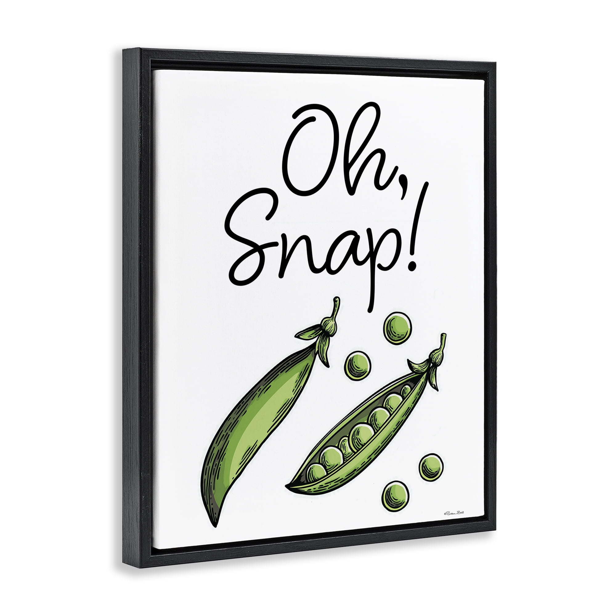 Stupell Industries Oh Snap Peas Black Framed Floater Canvas Wall Art, design by Susan Ball