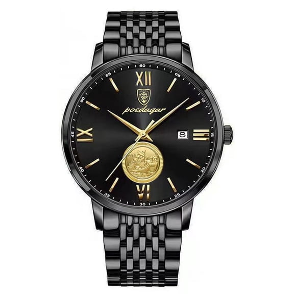 POEDAGAR Men Watch Top Brand Luxury Gold Stainless Stain Quartz Watches Waterproof Luminous Date Business Men's Wristwatch Man