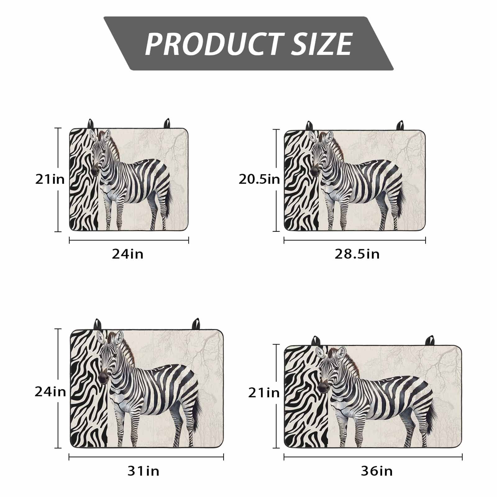 Vintage Zebra Stove Top Cover for Electric Stove, Heat-proof & Non Slip Glass Top Stove Cover Protector, Modern Art Animal Watercolor Kitchen Flat Cooktop Rubber Mat 24x21 Inches