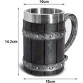 thumbnail image 2 of Nordic Viking Rune Beer Mugs - Large Oak Beer Mug - With 3D Resin - For Men, Father's Day Gift 550ml, 2 of 5