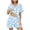 Blue, variant on Dxzfnsa Womens Pajama Sets Short Sleeve Lounge Sets for Women Printed Jogger Pajama Set 2 Piece Pj Sets With Pockets S-2XL
