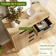 thumbnail image 4 of Cómoda moderna de cinco cajones con cinco cajones empotrados, mesita auxiliar de madera, patas metálicas, amplio espacio de almacenamiento y mecanismo antivuelco., 4 of 7