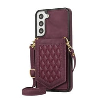 Dteck PU Leather Wallet Cover for Samsung Galaxy S22 Plus 5G Crossbody Case with Credit Card Holder 6.6", Women Girl Purse Kickstand Galaxy S22 /S22 Plus Cover,Red