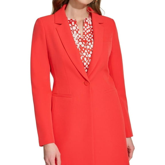 DKNY Womens Solid Topper Jacket, Red, Petite, 4P