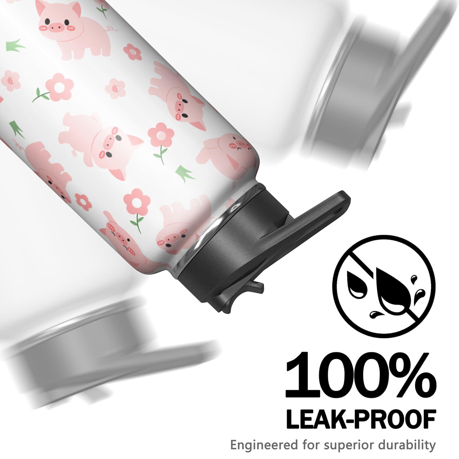 Camping & Hiking 40oz Pig Themed Lovers Pig Themed Water Bottle Vacuum Insulated Stainless Steel Leak Proof Hot Cold Gift