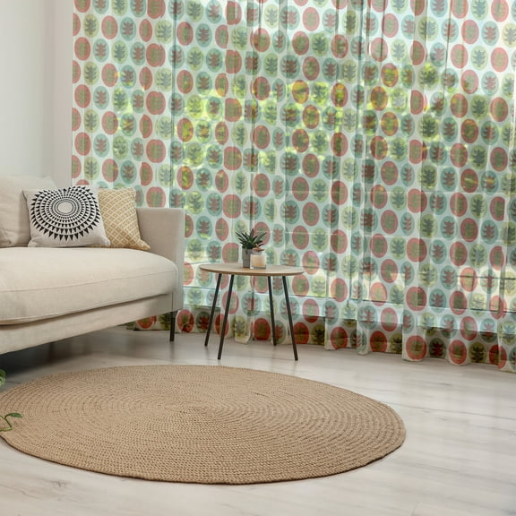 Tree Tulle Curtains with Rod Pocket, Abstract Spruces Fir Pine Trees on Pastel Color Spots Christmas Theme Cartoon Forest, Sheer Drape for Wedding Party 2 Panels, 7 Sizes, Multicolor, by Ambesonne