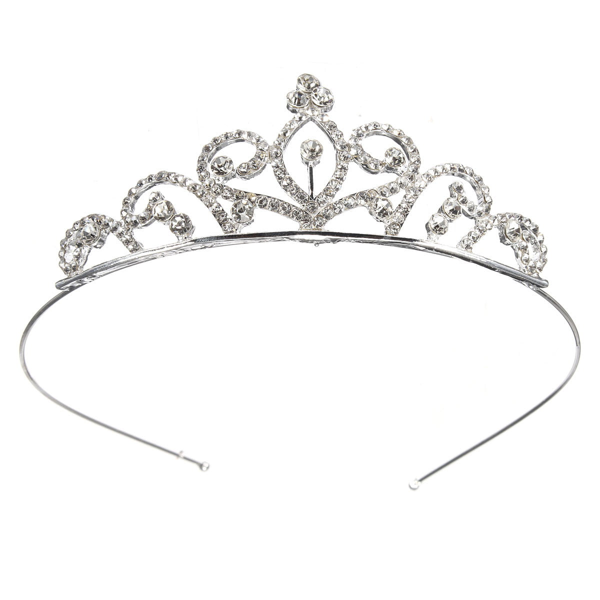 Wedding Bride Crown Rhinestone Pearl Hair Tiara Queen Princess Headband Silver 