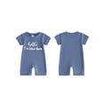 thumbnail image 2 of BemeyourBBs Preemie Baby Boys Summer Clothes Baby Boy Newborn Hospital Going Home Outfit Waffled Romper I'm New Here Letter Embroidery Short Sleeve Jumpsuit Playsuit Shorts, 2 of 9