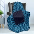 thumbnail image 4 of Greek Key Soft Flannel Fleece Throw Blanket, Swirling Waves with Maze Square Hellenic Motifs Sea Inspired Design, Cozy Plush for Indoor and Outdoor Use, 70" x 90", Blue Dark Blue, by Ambesonne, 4 of 5