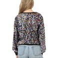 thumbnail image 2 of Women Juniors Sparkly Long Sleeve Sequin Pullover Sweatshirt Top, Multicolored, Small, 2 of 5